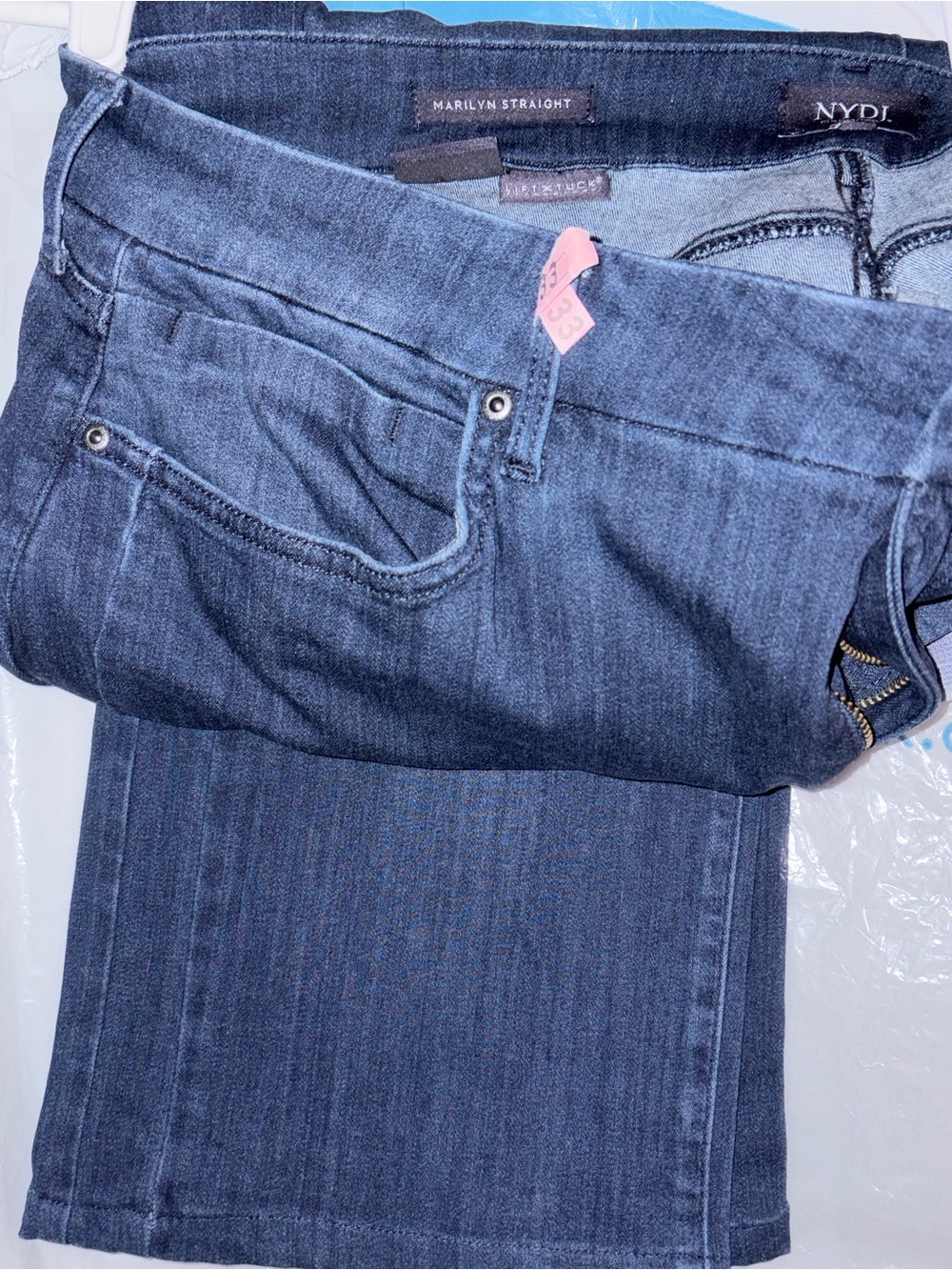NYDJ Marilyn Straight Leg Jeans in Dark Blue Wash